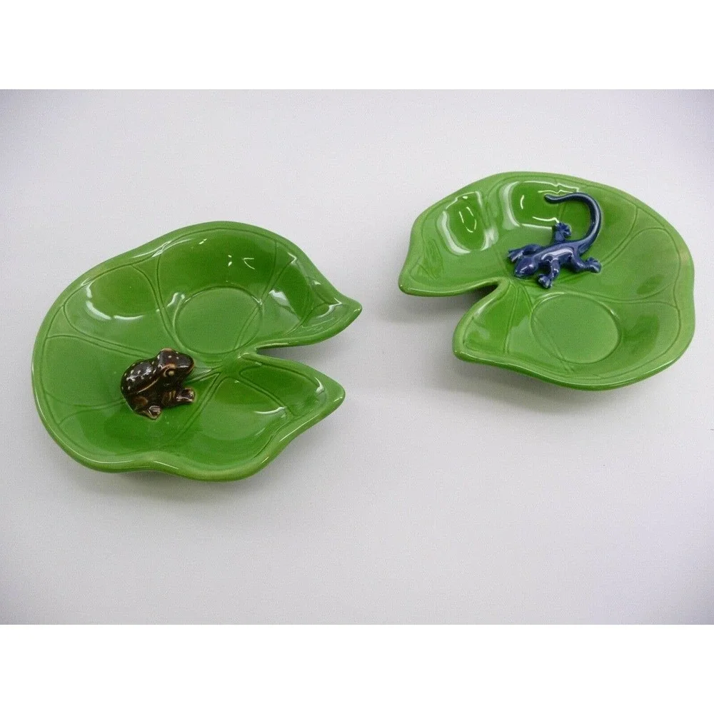 Partylite Set of 2 Floating‎ Tea Light Holders Frog & Gecko on Lily Pads P90260 - Picture 6 of 6
